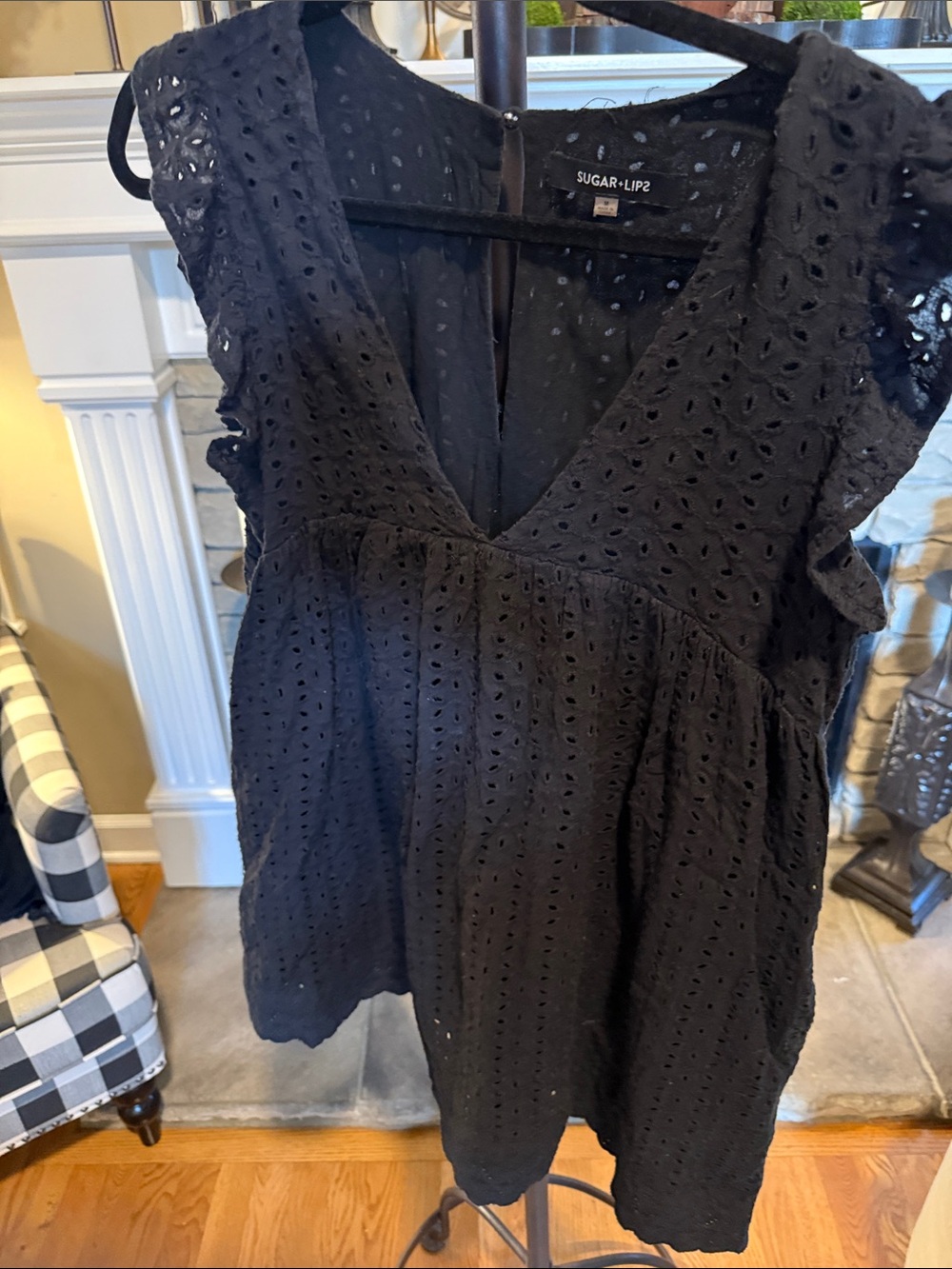 Sugarlips Black Eyelet Mini Dress